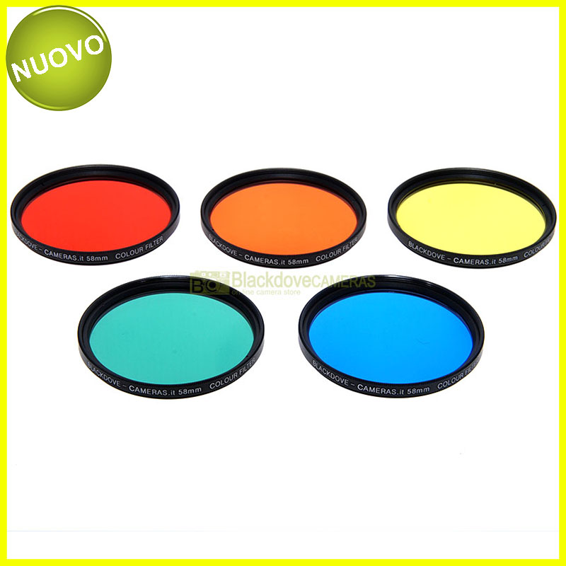 58mm kit 5 colored filters Blackdove-cameras. Red Orange Yellow Green Blue.