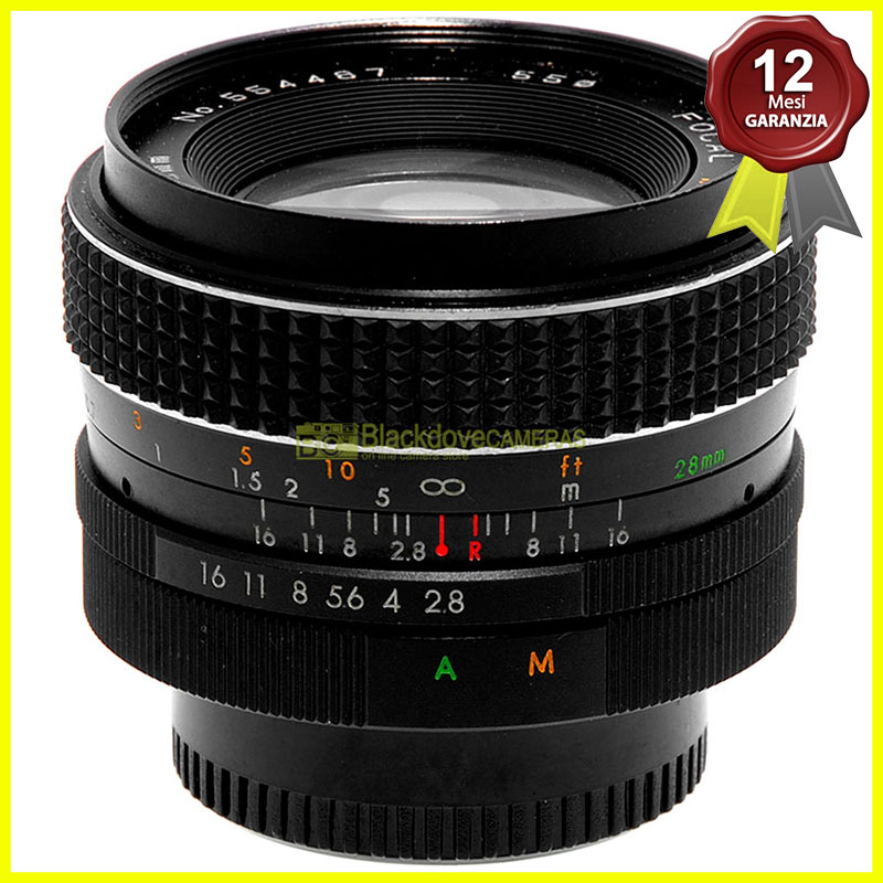 Focal 28mm. f2.8 MC Auto lens for M42 (42x1) screw mount cameras.
