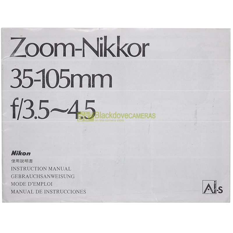 Manuale originale per Nikon AI-S Nikkor 35/105mm. f3,5-4,5 (English G F S J)