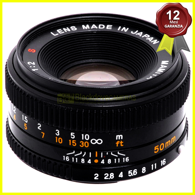 “Mamiya Sekor E 50mm. f2 S lens for 24x36” film reflex cameras