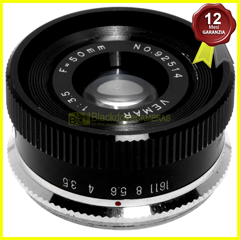 Vemar 50mm f3,5 obiettivo per ingranditori innesto vite M39 39mm. Enlarger lens