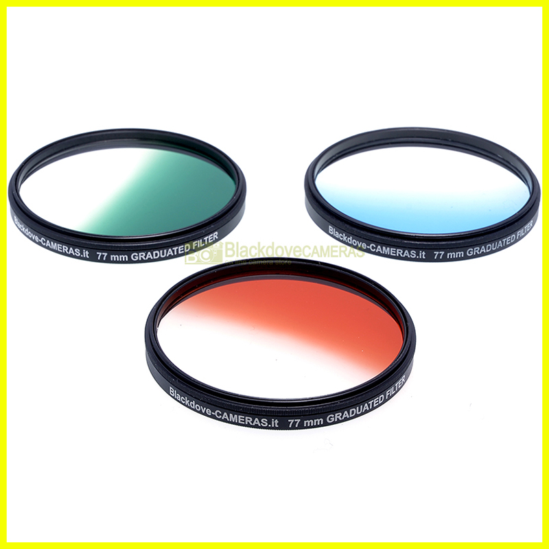 77mm. Kit 3 filtri digradanti rosso blu verde Blackdove. Graduated filtes M77