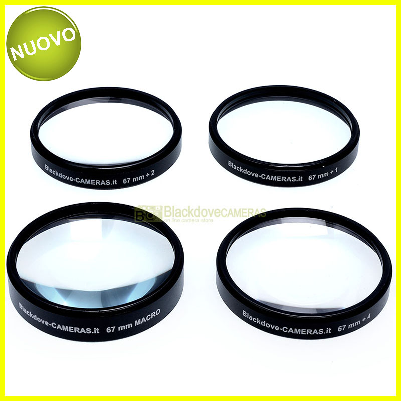 “67mm. kit 4 aggiuntivi +1 +2 +4 +10 diottrie Blackdove-cameras. Close-up set.”