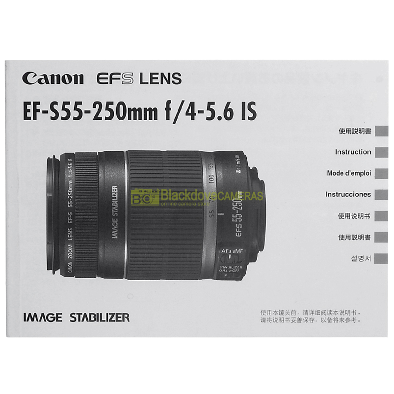 Manuale istruzioni Canon EF-S 55/250mm. f4-5,6 IS Instruction manual. English.