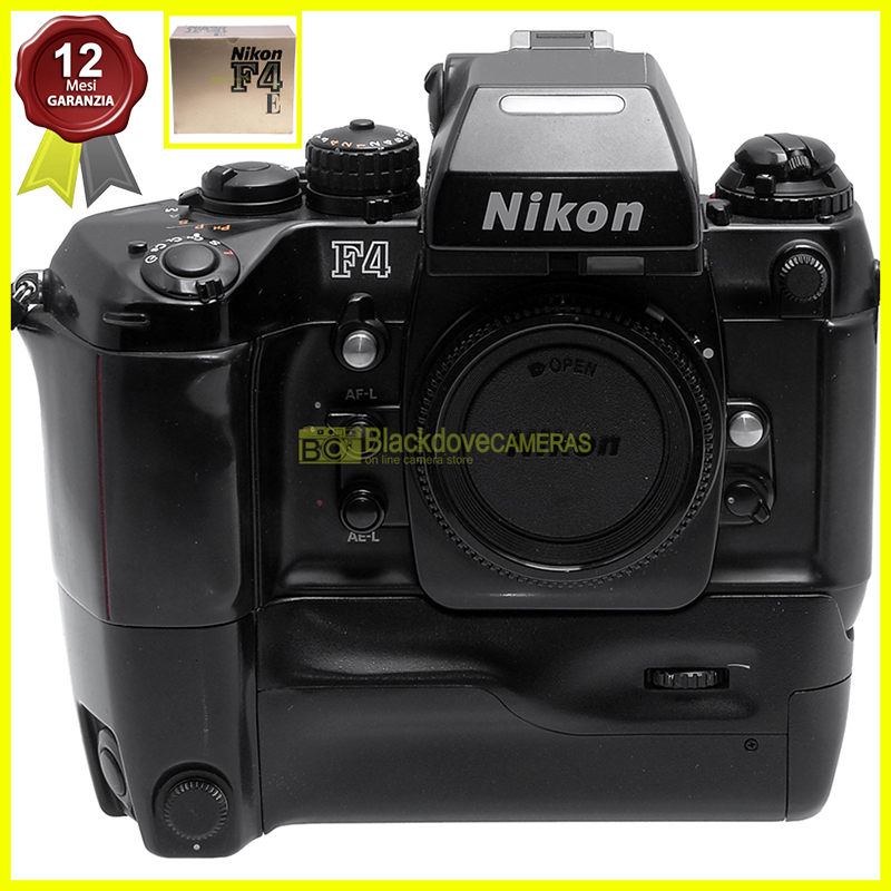 Nikon F4 E body con grip MB-23 fotocamera reflex autofocus a pellicola. F4E