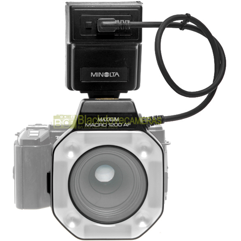 Minolta 1200AF macro ring Flash with control unit for cameras. Closeup.