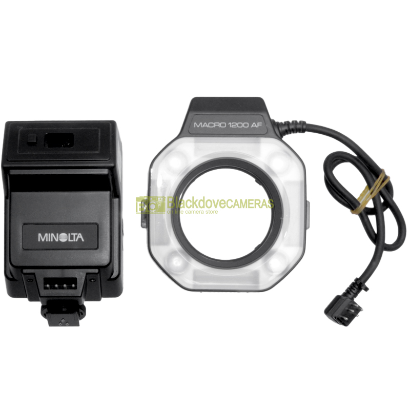 Minolta 1200AF macro ring Flash with control unit for cameras. Closeup.