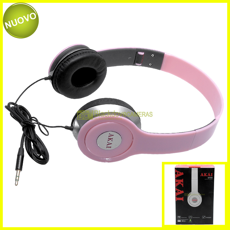 Cuffie ripiegabili Akai EF-65 Rosa. Folding Headphones, collapsible design. EF65