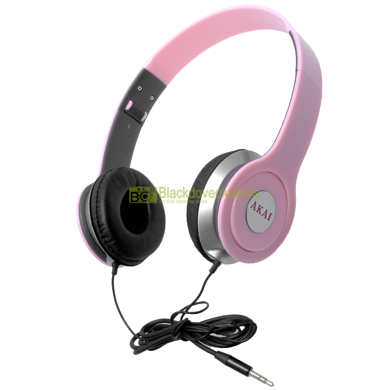 Cuffie ripiegabili Akai EF-65 Rosa. Folding Headphones, collapsible design. EF65