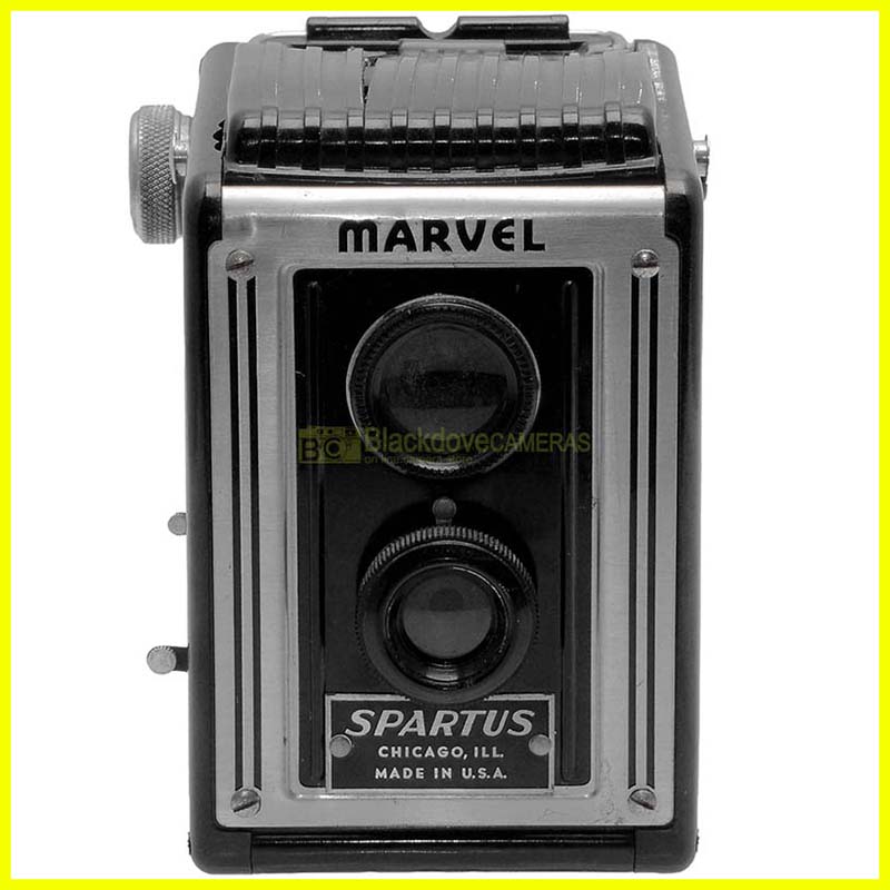 Marvel Spartus Chicago USA fotocamera vintage biottica a pozzetto 6x6, 120.