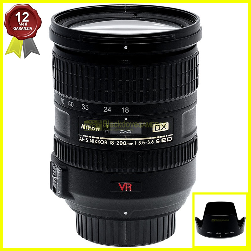 Nikon AF-S Nikkor 18/200mm f3,5-5,6 G ED VR obiettivo zoom per reflex digitali.