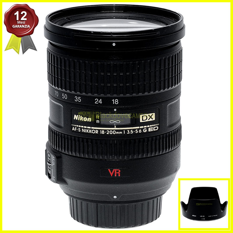 Nikon AF-S Nikkor 18/200mm f3,5-5,6 G ED VR obiettivo zoom per reflex digitali.