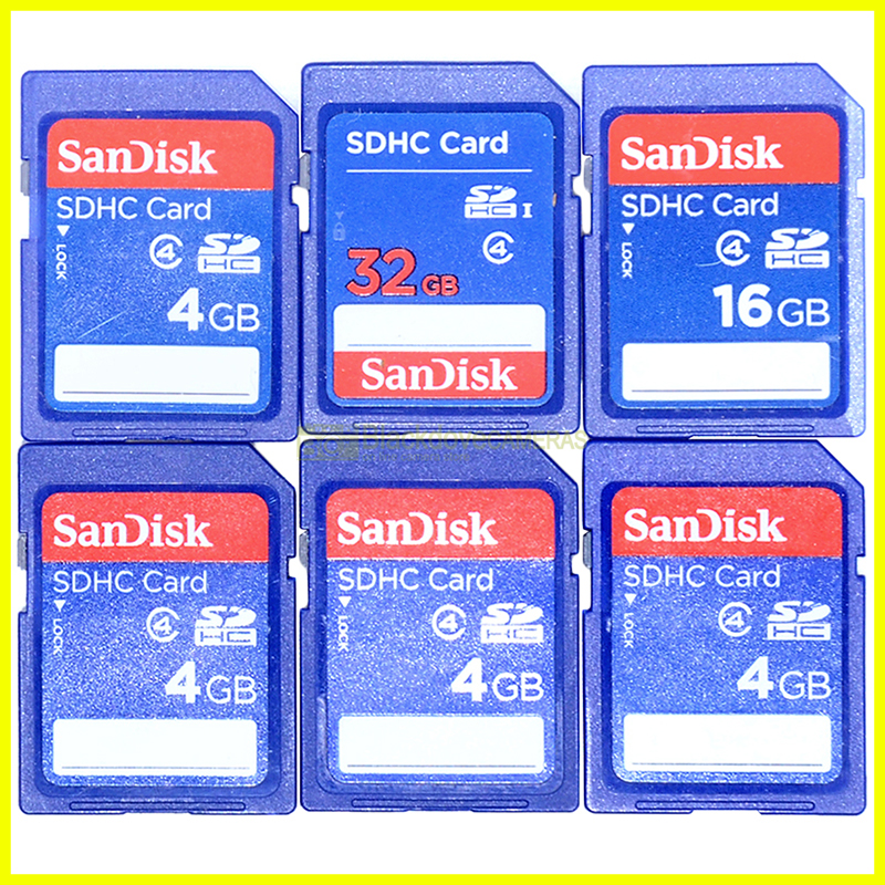 Lotto 6 Schede Secur Digital Sandisk SDHC 4x4Gb 1x16Gb 1x32Gb Totale 64Gb SD