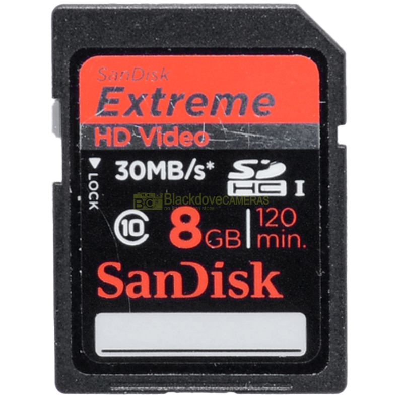 Scheda Secur Digital Sandisk Extreme HD Video SDHC 30 Mb/s 8Gb Class 10. SD.