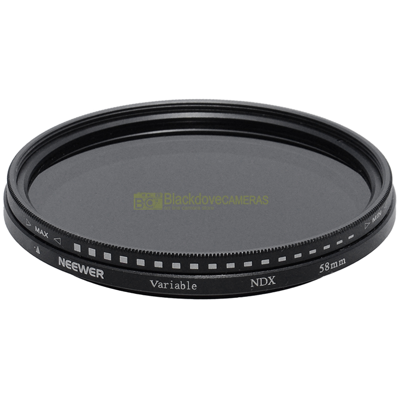 “58mm.Filtro Fader Vari-neutral density. ND a densità variabile da +2 a +10 stop.”