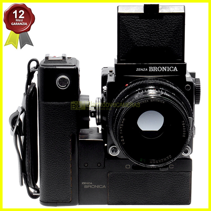 Zenza Bronica ETR 6x4,5 con Zenzanon 75mm. f2,8, magazzino, motore, pozzetto 